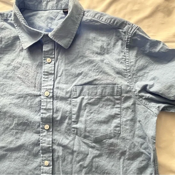 Men's Linen Look Casual Shirt Italian Design Blue Large - Picture 6 of 9